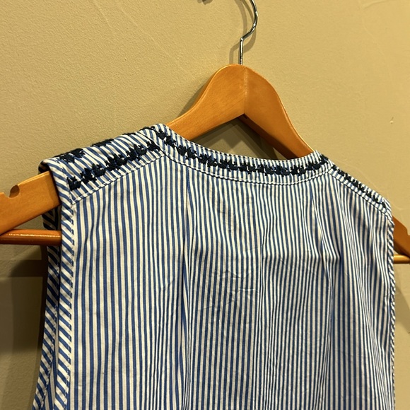 JCREW EUC blue and white stripped sleeveless top with blue embroidery size 10 - Picture 6 of 6